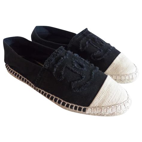 chanel denim espadrille|Chanel espadrilles black and white.